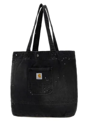 Carhartt Work in Progress Mens Black Denim Tote Blackdestroywashsplatter Exterior: Cotton Borse A Mano
