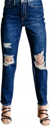 Judy Blue High Rise Rigid Magic Distressed Straight Jeans In Blue
