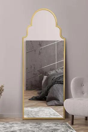 MirrorOutlet Gold Framed Arched Leaner/Wall Mirror 71 X 28 (180CM X 70CM) | Size: 1 Pack