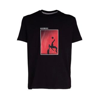 Dirk Bikkembergs T-Shirts, male, Black, Size: S Straight Line Printed T-Shirt