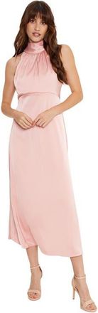 Oasis Satin Halter Neck Midi Bridesmaid Dress in Blush at Nordstrom, Size 12