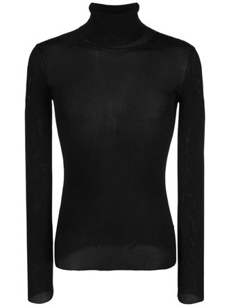 Off-white Helvet fine-knit ribbed jumper - Black