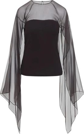 Alberta Ferretti Ronde Hals Viscose Top - Dames - Blouses - Zwart - M - Chiffon - Overhemden