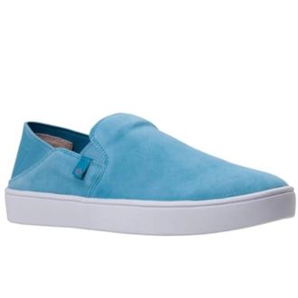 Spenco Saylor Sneakers Womens Blue Lceather Slip-On Comfort Shoes HAWK1487