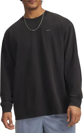 Under Armour Oversized Washed Long Sleeve Performance T-Shirt in Ultimate Black/black at Nordstrom, Size Xxx-Large
