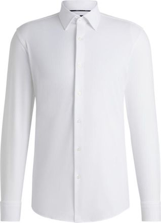 BOSS Slim-fit shirt in micro-structured performance-stretch jersey