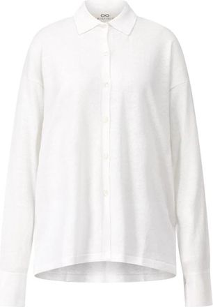 Sminfinity Oversized Linnen Gebreide Blouse - Dames - Overhemden - Wit - M/L - Linnen - Overhemden