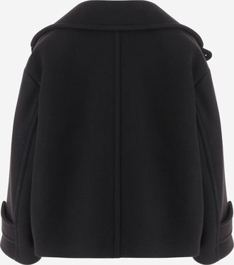 Chlo&eacute; Womens Coat Oversized Short Wool-Blend Black