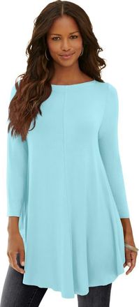 Roaman's Plus Size Boatneck Swing Ultra Drape Tunic Top in Light Turq at Nordstrom, Size 24