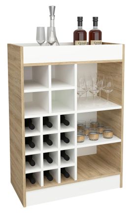 VCM Gabinete De Vino Dimensiones Aprox. Al. 100 X An. 70 X P. 38 Cm Estante De Cocina Estante Estante De Vino - Esilo (blanco / Roble Sonoma) - Vcm