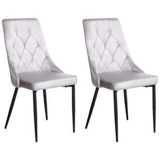 Beliani Beliani - Conjunto De 2 Sillas De Comedor Modernas De Terciopelo Con Patas De Hierro Negras Con Recubrimiento En Polvo Gris Claro Avenir