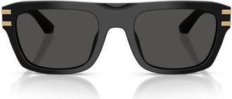 Dolce & Gabbana 54mm Rectangular Sunglasses in Black /Dark Grey at Nordstrom