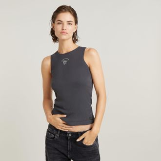 G-Star Shirttop G-STAR Racerback ribbed slim tank top wmn, Damen, Gr. XL, blau (petrol), Jersey, Obermaterial: 100% Baumwolle, unifarben, slim fit, Rundhals,