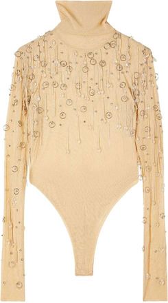 Patrizia Pepe Tops, Dames, Beige, 4Xs, Leer, Maglia Body
