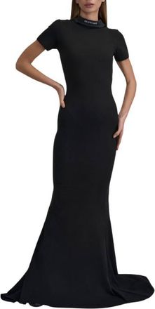 Balenciaga Mock Neck Cotton Maxi Dress, Size Medium