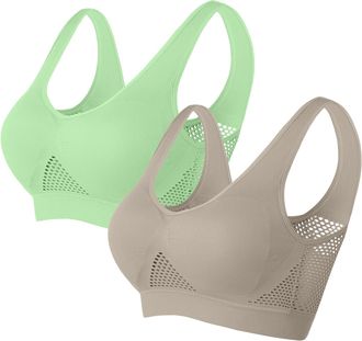 Generic Womens Sports Bras Plain Hollow Out Wide Shoulder Straps Elastic Wireless Removable Pads Support Running Gym Yoga High Impact Anti-Sagging Breasts for
