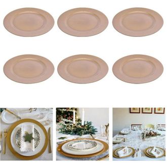 Trade Shop Trade Shop - 6 X Sottopiatti Natalizi In Plastica 33cm Decorazioni Natale Per La Tavola Gold