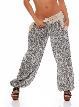 Malito more than fashion Malito Harem Pants with Orient Print Boyfriend Pants Aladin Bloomers Baggy Yoga 3488 Women One Size (Beige)