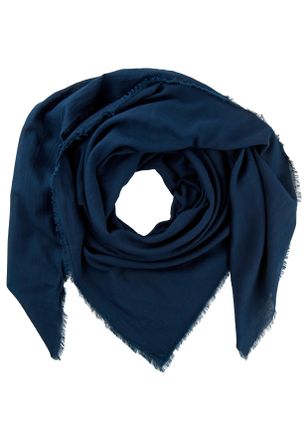 Laura Scott Halstuch LAURA SCOTT, Damen, blau (nightblau), Web, Baumwolle, leicht durchscheinend, leicht transparent, unifarben, Modet&uuml;cher Halstuch, in quadratis