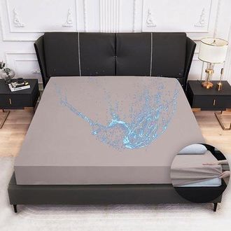 OEM Protector De Colch&oacute;n De 140x200 Cm - S&aacute;bana Bajera Impermeable Con Borde El&aacute;stico - Gris
