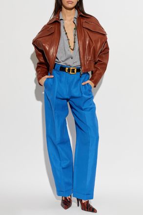 Versace Pleated Trousers, Womens, Blue
