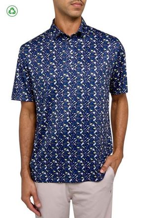 Con.Struct Regular Fit Micro Golf Print Recycled Performance Golf Polo in Navy at Nordstrom, Size Medium