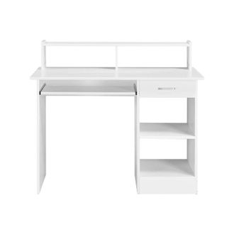 Yaheetech Yaheetech Scrivania per Computer Fisso Pc con Porta Tastiera Scorrevole Mensola Cassetto da Ufficio Studio Salvaspazio 106 x 50 x 94 cm Bianca