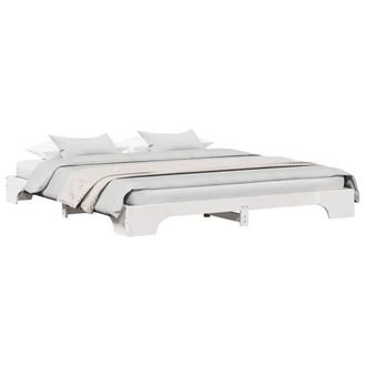 Berkfield Home White Bed Frame White Wood 200 x 200 cm Tough White Bed Frame