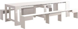Dmora Dmora - Banco Torquato, Juego de 2 Asientos para mesa de comedor, Bancos extensibles, 290x25h45 cm, Blanco brillo