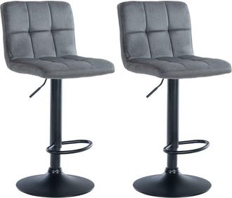 Clp Clp - Set De 2 Taburetes De Bar Peru En Terciopelo Gris Oscuro Negro