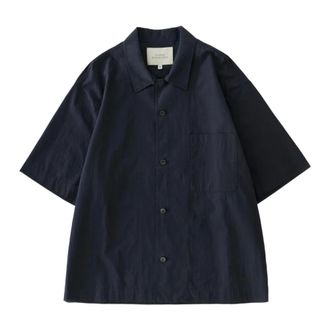 STUDIO NICHOLSON Short Sleeve Shirts, male, Blue, Size: S Agios Short Sleeve Shirt