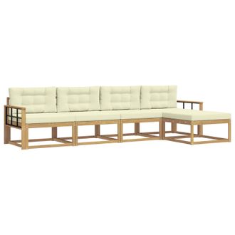 vidaXL Conjunto De Sof&aacute;s De Exterior 4 Pcs Blanco Y Crema Poli&eacute;ster Vidaxl