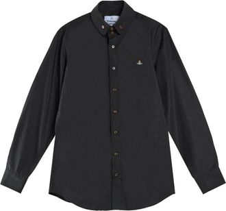 Vivienne Westwood Two Button Krall Shirt - Heren - Casual Overhemden - Zwart - XL - Katoen - Overhemden
