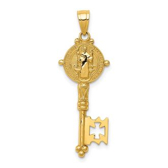 Diamond2Deal 14k Yellow Gold San Benito 2-Sided Key Pendant