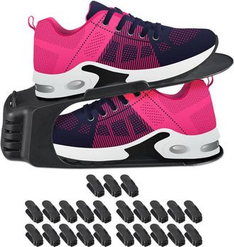 Relaxdays Relaxdays - Set of 48 Stacking Shoe Slots, Size 39/40, Non-Slip Shoe Rack, Womens Shoes, WxD: 9.5x24cm, Black