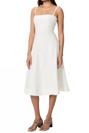 Paige Pippa Denim Midi Dress In Toasted Ecru