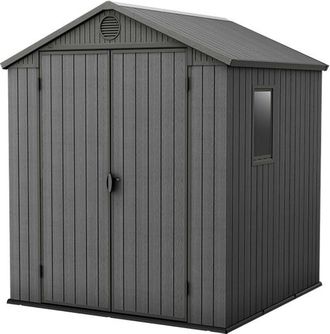 Keter Caseta Jard&iacute;n Darwin 6x6 Exterior Cobertizo Almacenamiento Ordenaci&oacute;n Madera Resina Alta Resistencia Evotech 190x183x221 Wxdxh Cm - Keter