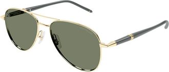 Montblanc MB0345S Asian Fit 004 Mens Sunglasses Gold Size 57