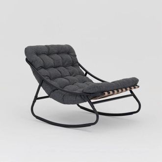 Mobili Rebecca Mobili Rebecca - Sedia a Dondolo Rebecca Mobili Maskat 74x78x101 Acciaio Poliestere Grigio Moderno