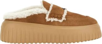 Hogan Beige Winterklomp met H-Strepen - Dames - Slip ons - Beige - 40 EU - Su&egrave;de - Schoenen