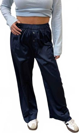 Olivaceous Womens Wide Leg Satin Pants In Midnight Blue