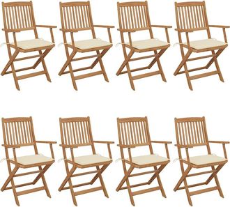 vidaXL Vidaxl - Sillas De Jard&iacute;n Plegables 8 Uds Madera Maciza Acacia Y Cojines