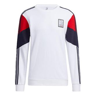 adidas Mens adidas Contrasting Colors Alphabet Printing Round Neck Pullover White GU0843