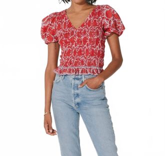 Cleobella Bella V-Neck Top In Red Flora