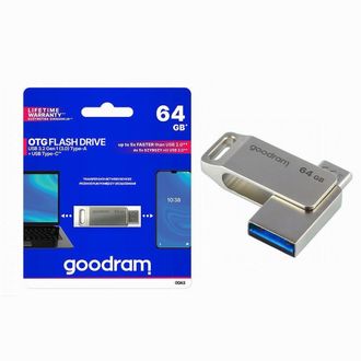 Trade Shop Trade Shop - Pen Drive 64gb Usb 3.2 Gen 1 3.0 Tipo A + Tipo Usb C Dual Durte Otg Oda3-64gb