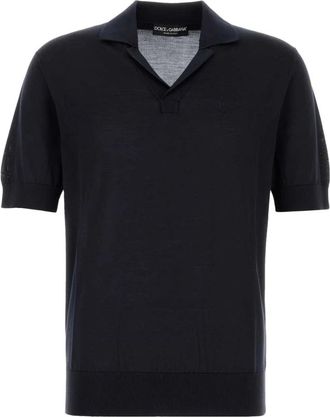 Dolce & Gabbana Zijden Poloshirt in Middernachtblauw - Heren - Polos - Blauw - M - Tops