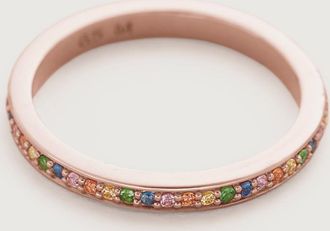 Monica Vinader Rose Gold Multi Gemstone Eternity Ring 2mm Sapphire Mix
