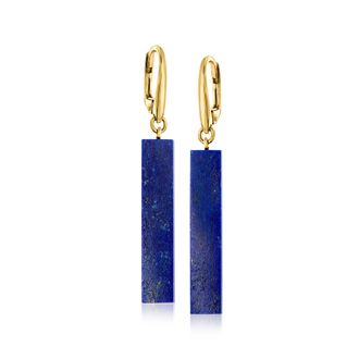 Ross-Simons Lapis Bar Drop Earrings in 18kt Gold Over Sterling