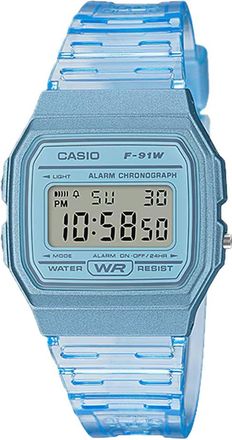 Casio Mens Transparent Blue Digital Watch - F-91WS-2CF