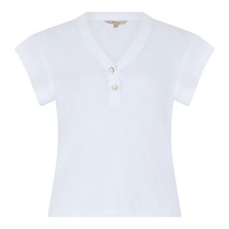Barbour Polo Shirts, female, White, Size: L Cotton Short-Sleeve Shirt